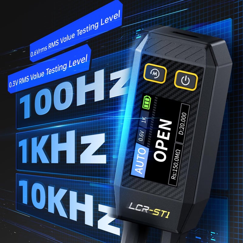VQP LCR-ST1 LCR Meter, 100Hz/1kHz/10kHz LCR Meter Tweezers, Mini Smart SMD Tester ESR Meter, Diode Continuity Tester, Inductance Capacitance Meter, Auto Component Recognition - Image 3